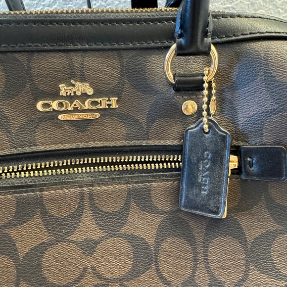 Coach Satchel Bag in signature canvas black & brown -Rowan - Picture 4 of 11